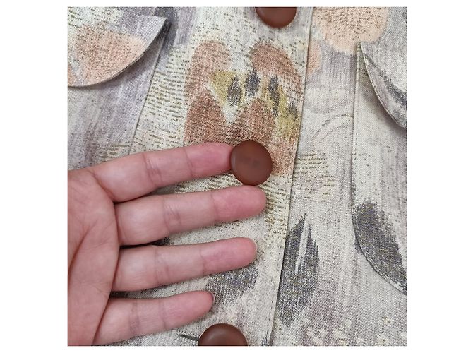 Emanuel Ungaro beige linen jacket with flowers - view 3