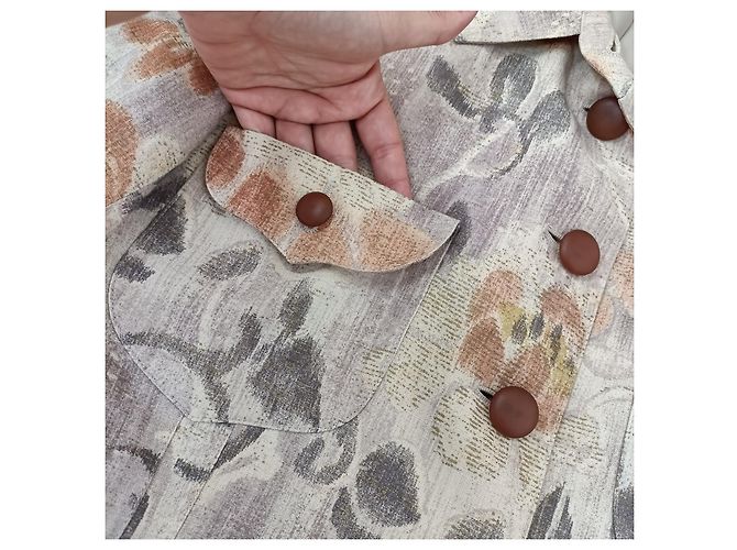 Emanuel Ungaro beige linen jacket with flowers - view 4