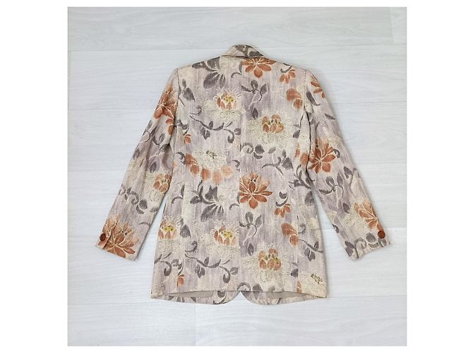 Emanuel Ungaro beige linen jacket with flowers - view 5