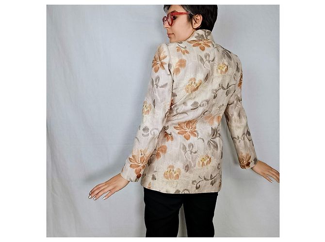Emanuel Ungaro beige linen jacket with flowers - view 8