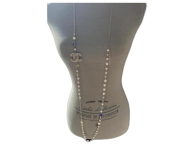 Chanel Collana lunga in metallo argento Silver hardware - vista 2