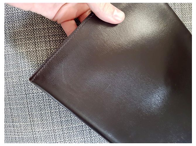 Pochette vintage Rio Hermès in pelle marrone lucida Marrone scuro - vista 13