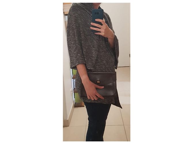 Pochette vintage Rio Hermès in pelle marrone lucida Marrone scuro - vista 16