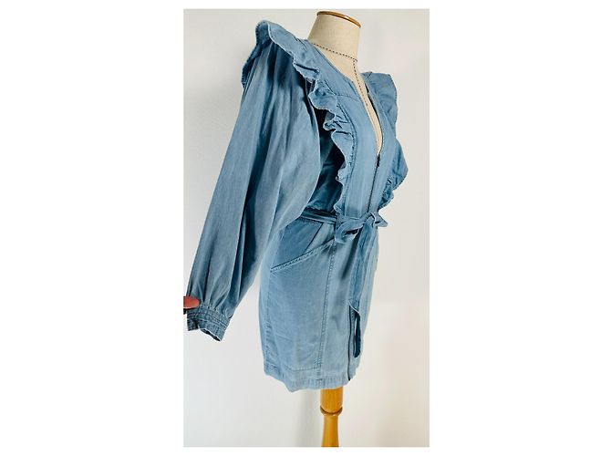 Free People May Kleid aus blauer Baumwolle - Ansicht 2