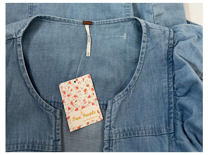 Free People May Kleid aus blauer Baumwolle - Ansicht 4