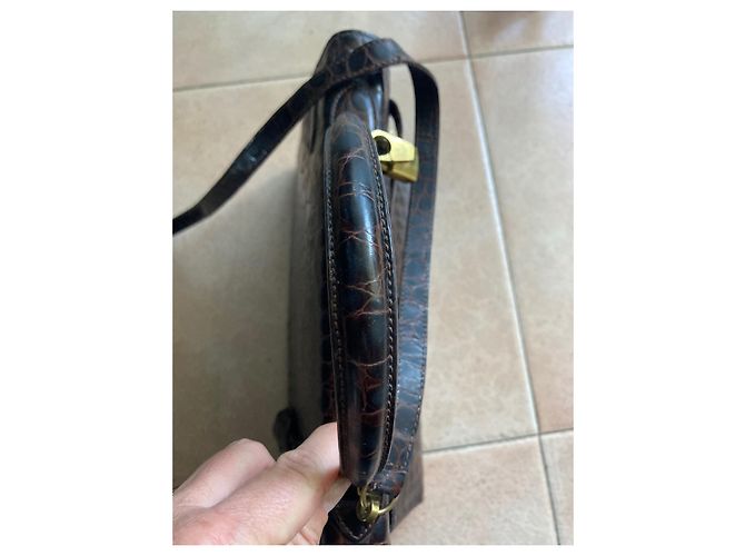 Borsa Hermès Kelly 32 in pelle di coccodrillo marrone - vista 15