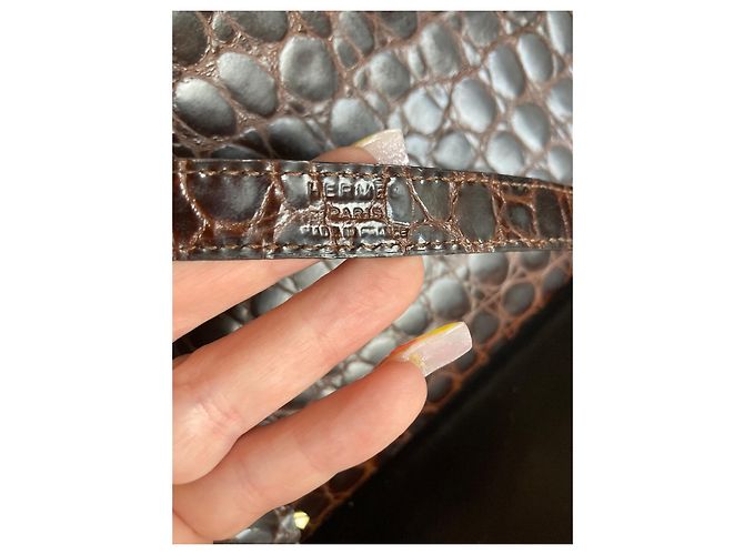 Borsa Hermès Kelly 32 in pelle di coccodrillo marrone - vista 9