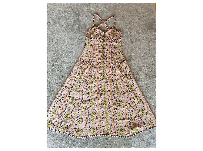 Chanel CC-Logo Seiden Maxikleid Mehrfarben - Ansicht 3