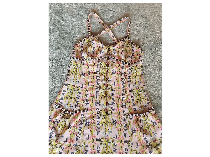 Chanel CC-Logo Seiden Maxikleid Mehrfarben - Ansicht 5