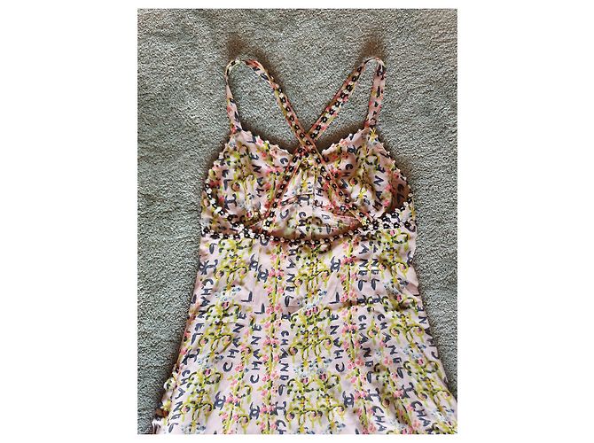 Chanel CC-Logo Seiden Maxikleid Mehrfarben - Ansicht 6