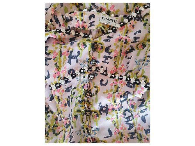 Chanel CC-Logo Seiden Maxikleid Mehrfarben - Ansicht 8