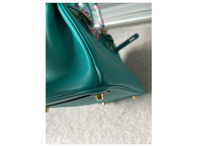 Borsa a mano Hermès Birkin 30 in pelle verde - vista 10