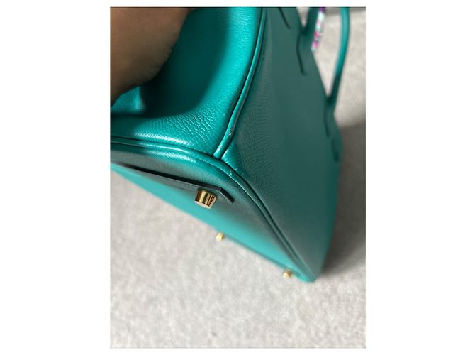 Borsa a mano Hermès Birkin 30 in pelle verde - vista 12