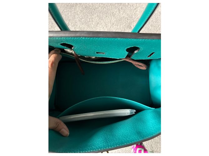 Borsa a mano Hermès Birkin 30 in pelle verde - vista 13