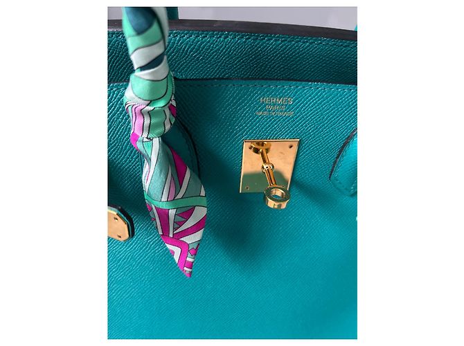 Borsa a mano Hermès Birkin 30 in pelle verde - vista 14