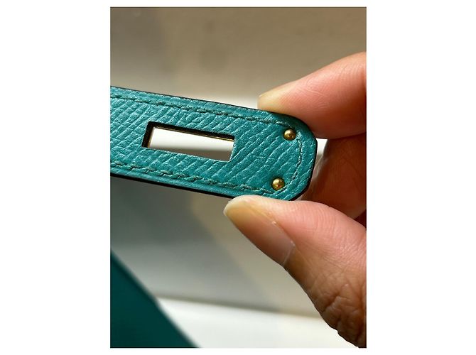 Borsa a mano Hermès Birkin 30 in pelle verde - vista 15