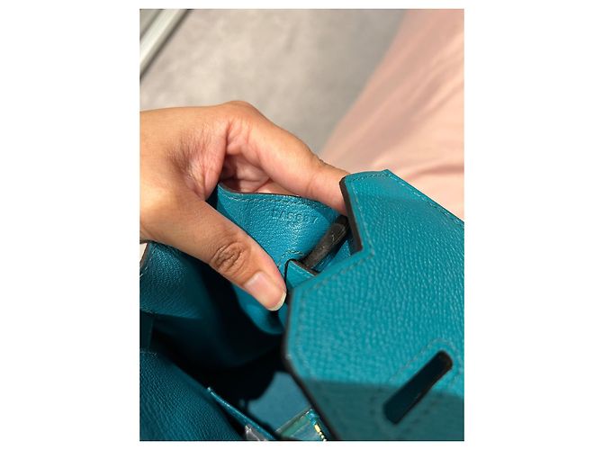 Borsa a mano Hermès Birkin 30 in pelle verde - vista 19