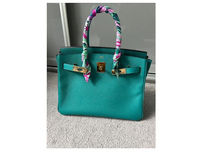 Borsa a mano Hermès Birkin 30 in pelle verde - vista 2