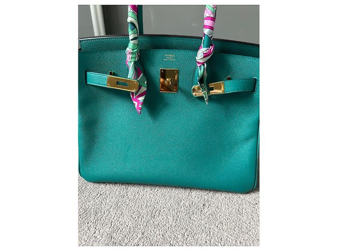 Borsa a mano Hermès Birkin 30 in pelle verde - vista 3