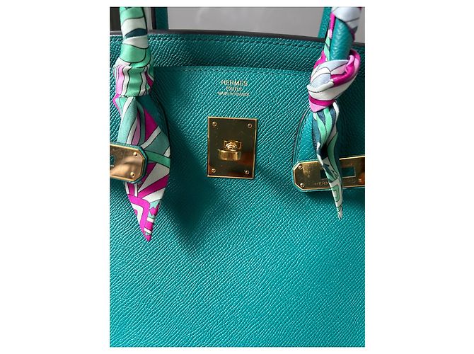 Borsa a mano Hermès Birkin 30 in pelle verde - vista 4