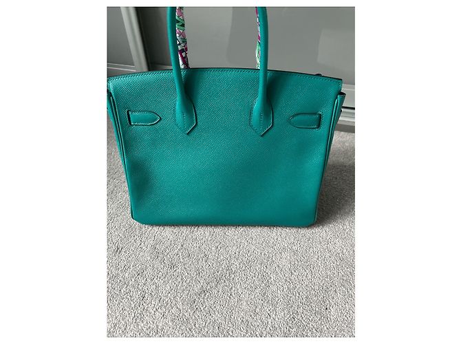 Borsa a mano Hermès Birkin 30 in pelle verde - vista 6