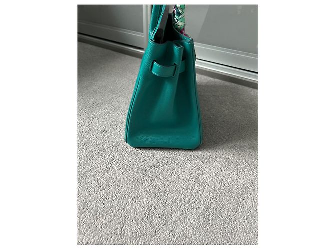 Borsa a mano Hermès Birkin 30 in pelle verde - vista 8
