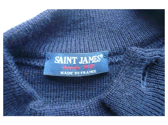SAINT JAMES Marinepullover einfarbig MATROSE Wolle neu HERREN Größe 44 XL Marineblau - Ansicht 3