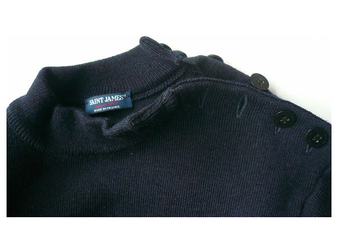 SAINT JAMES Marinepullover einfarbig MATROSE Wolle neu HERREN Größe 44 XL Marineblau - Ansicht 6