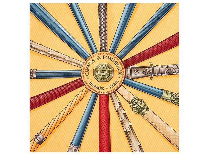 Foulard Hermès Carré 90 Cannes et Pommeaux 1990 in seta. Multicolore - vista 3