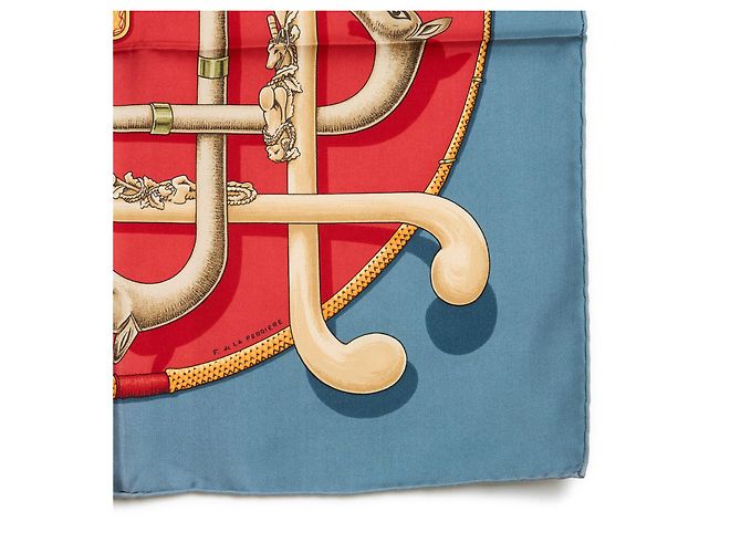 Foulard Hermès Carré 90 Cannes et Pommeaux 1990 in seta. Multicolore - vista 4