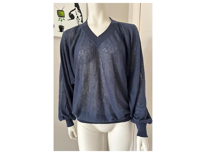 Bruno Manetti V-Ausschnitt Leinenpullover marineblau - Ansicht 10