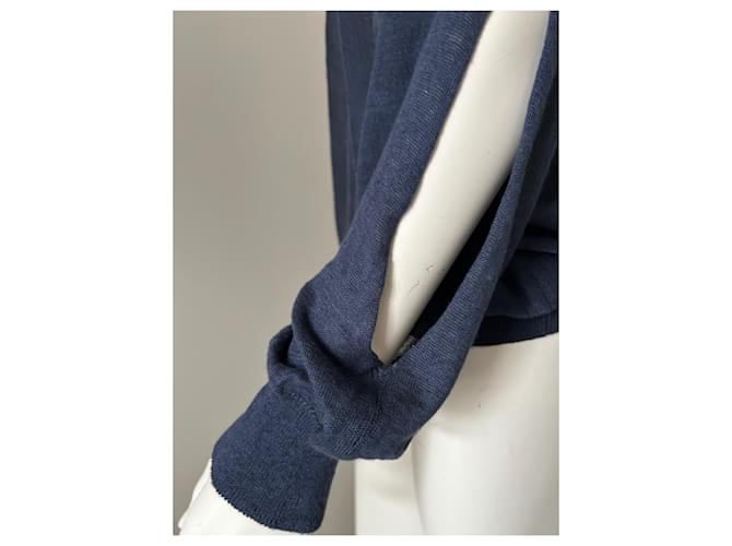 Bruno Manetti V-Ausschnitt Leinenpullover marineblau - Ansicht 6
