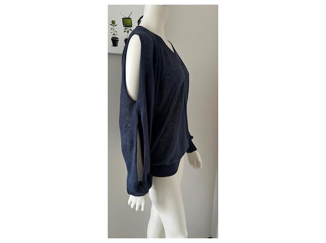 Bruno Manetti V-Ausschnitt Leinenpullover marineblau - Ansicht 9