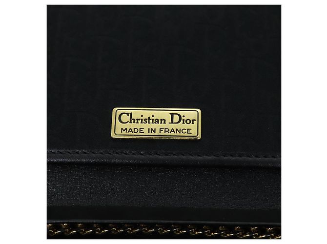 Borsa a tracolla con catena in tela Christian Dior Trotter nera Auth yk12202 Nero - vista 17