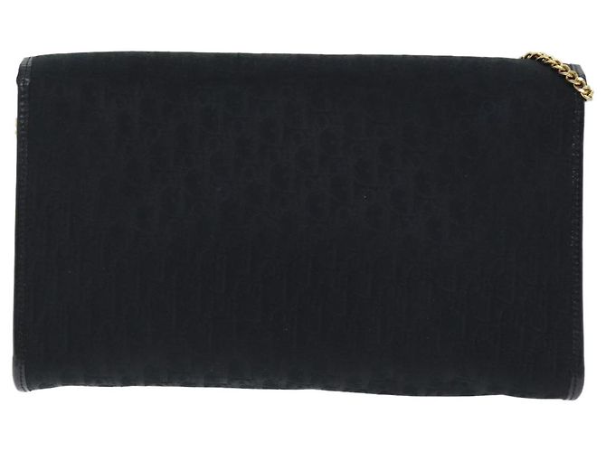 Borsa a tracolla con catena in tela Christian Dior Trotter nera Auth yk12202 Nero - vista 2