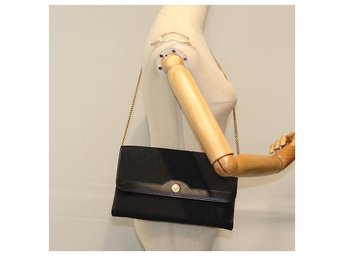 Borsa a tracolla con catena in tela Christian Dior Trotter nera Auth yk12202 Nero - vista 20