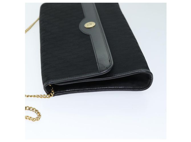 Borsa a tracolla con catena in tela Christian Dior Trotter nera Auth yk12202 Nero - vista 4