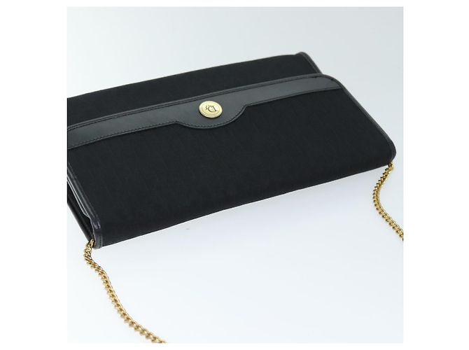 Borsa a tracolla con catena in tela Christian Dior Trotter nera Auth yk12202 Nero - vista 6