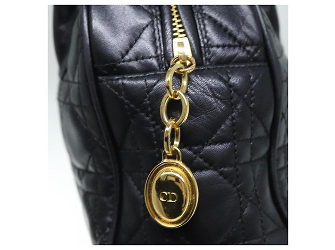 Christian Dior Lady Dior Canage Borsa a mano Pelle di agnello Nera Auth yk12170 - vista 10