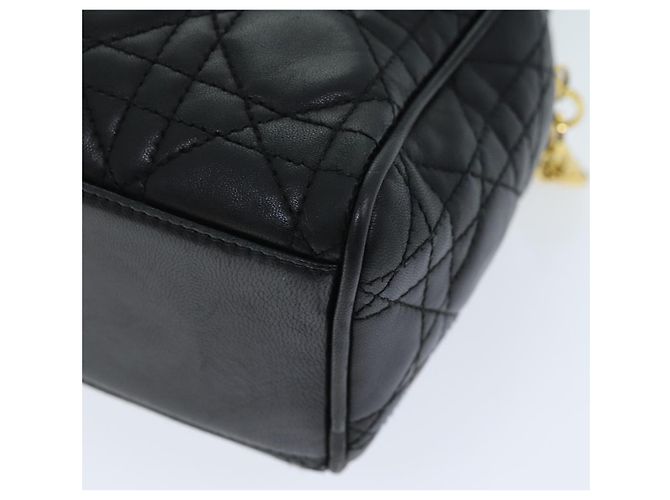 Christian Dior Lady Dior Canage Borsa a mano Pelle di agnello Nera Auth yk12170 - vista 15