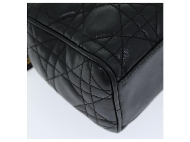 Christian Dior Lady Dior Canage Borsa a mano Pelle di agnello Nera Auth yk12170 - vista 16