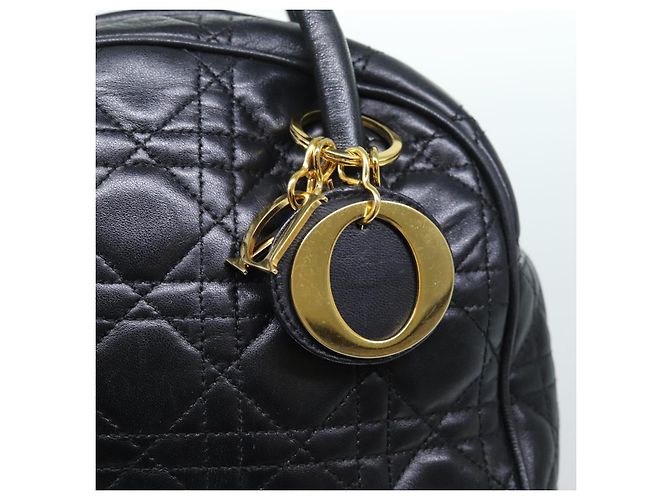 Christian Dior Lady Dior Canage Borsa a mano Pelle di agnello Nera Auth yk12170 - vista 17