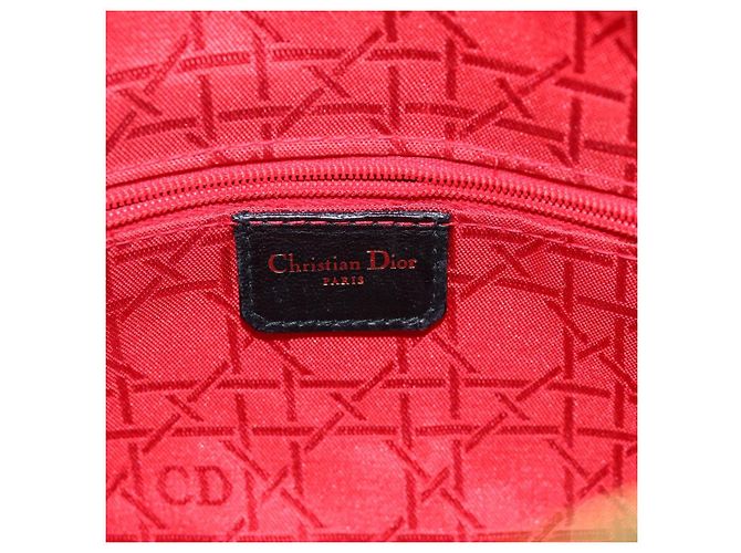 Christian Dior Lady Dior Canage Borsa a mano Pelle di agnello Nera Auth yk12170 - vista 18