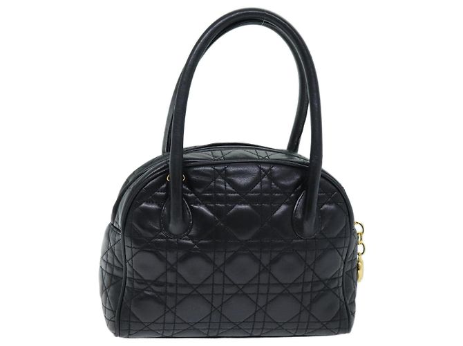 Christian Dior Lady Dior Canage Borsa a mano Pelle di agnello Nera Auth yk12170 - vista 2
