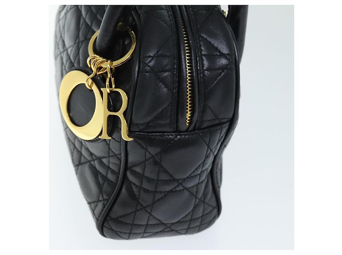 Christian Dior Lady Dior Canage Borsa a mano Pelle di agnello Nera Auth yk12170 - vista 4