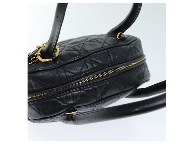 Christian Dior Lady Dior Canage Borsa a mano Pelle di agnello Nera Auth yk12170 - vista 6