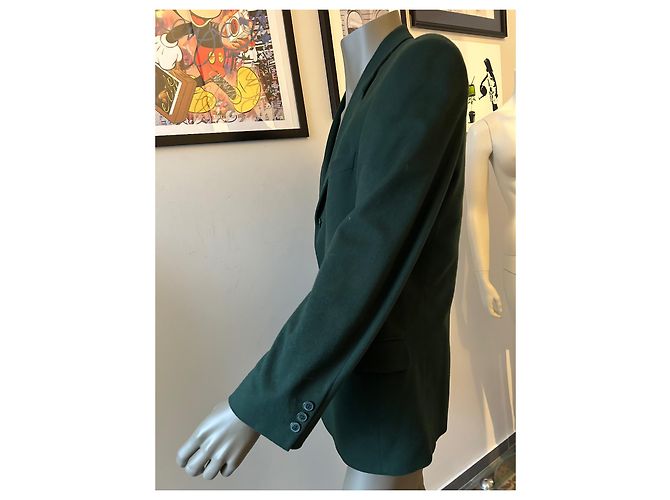 Courreges Blazer Courrèges verde scuro in lana e cashmere - vista 4