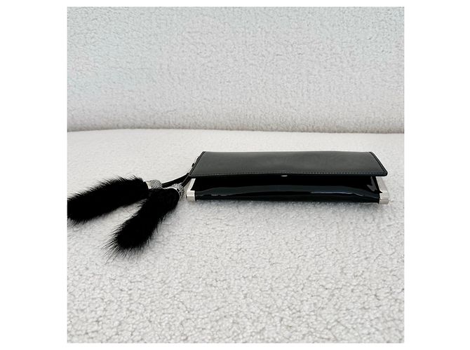 Pochette Gucci in pelle nera lucida con nappine di cristalli Nero - vista 6