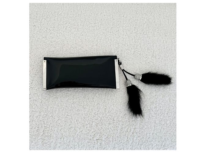 Pochette Gucci in pelle nera lucida con nappine di cristalli Nero - vista 7
