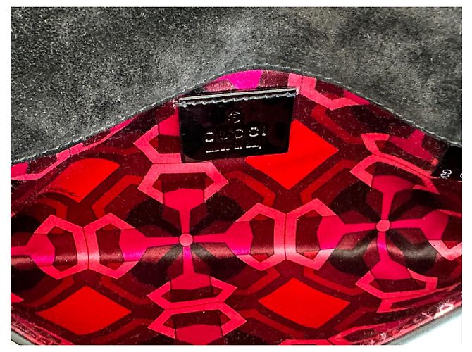 Pochette Gucci in pelle nera lucida con nappine di cristalli Nero - vista 8